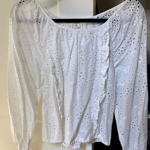 Joie White Eyelet Peasant Blouse
